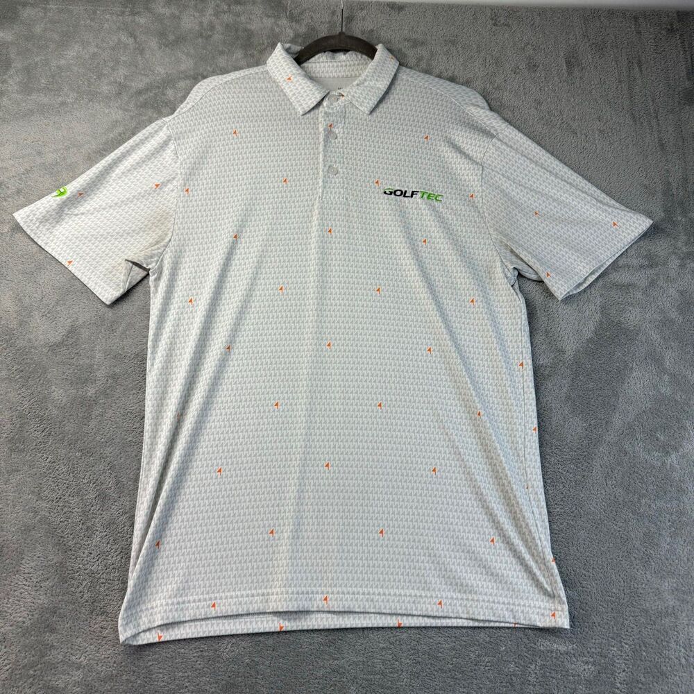 Under Armour Polo Shirt Men's Medium White Short Sleeve Playoff Stretch Pin Flag